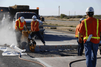 construction workers on road